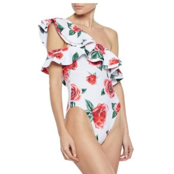 ONIA Stella Ruffled One Shoulder One-Piece Swimsuit - Picture 3 of 11